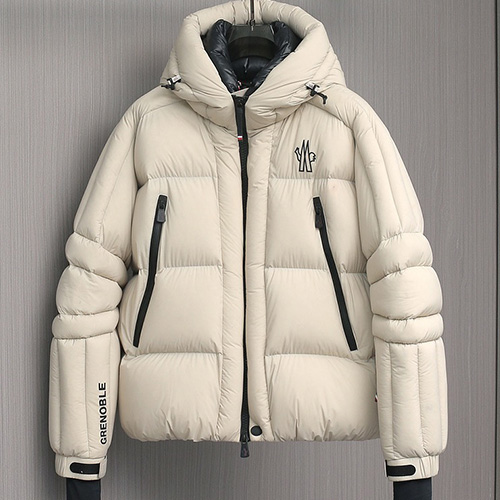 [홍콩명품.MONCLER] 몽클레어 25SS 로고 구스다운 후드 패딩 자켓 (아이보리), BM22669, KSM, 레플리카의류,미러급사이트
