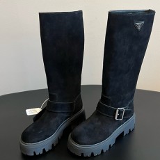 [홍콩명품,PRADA] 프라다 25SS 로고 여성 레더 가죽 워커 부츠 (블랙), SE5527, GHS, 명품스니커즈,운동화,구두,로퍼,하이탑,신발
