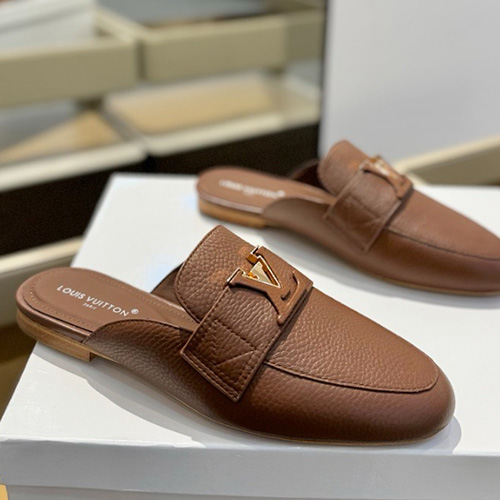[홍콩명품.LOUIS VUITTON] 루이비통 25SS 로고 여성 레더 가죽 뮬 슬리퍼 (브라운), SE5535, GHS, 명품스니커즈,운동화,구두,로퍼,하이탑,신발