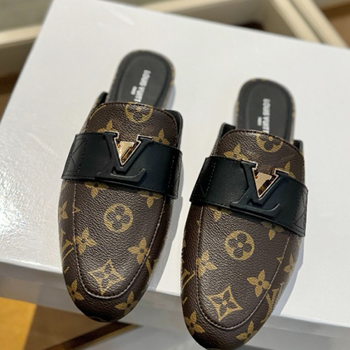 [홍콩명품.LOUIS VUITTON] 루이비통 25SS 로고 여성 모노그램 레더 가죽 뮬 슬리퍼 (브라운), SE5538, GHS, 명품스니커즈,운동화,구두,로퍼,하이탑,신발