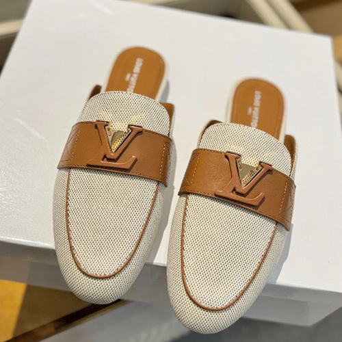 [홍콩명품.LOUIS VUITTON] 루이비통 25SS 로고 여성 캔버스 뮬 슬리퍼 (브라운-베이지), SE5539, GHS, 명품스니커즈,운동화,구두,로퍼,하이탑,신발