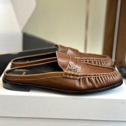 [홍콩명품.YSL] 입생로랑 25SS 로고 여성 레더 가죽 뮬 슬리퍼 (브라운), SE5553, GHS, 명품스니커즈,운동화,구두,로퍼,하이탑,신발