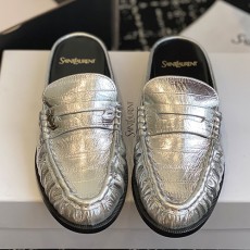 [홍콩명품.YSL] 입생로랑 25SS 로고 여성 레더 가죽 뮬 슬리퍼 (실버), SE5554, GHS, 명품스니커즈,운동화,구두,로퍼,하이탑,신발