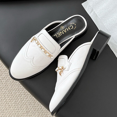 [홍콩명품.CHANEL] 샤넬 25SS 로고 여성 레더 가죽 뮬 구두 슬리퍼 (3컬러), SE5577, GHS, 명품스니커즈,운동화,구두,로퍼,하이탑,신발