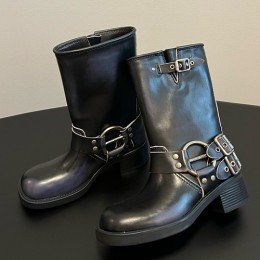 [홍콩명품,MIU MIU] 미우미우 25SS 로고 여성 레더 가죽 구두 부츠 (2컬러), SE5599, GHS, 명품스니커즈,운동화,구두,로퍼,하이탑,신발