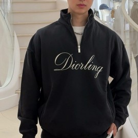 [홍콩명품,Christian Dior] 디올 25SS 로고 하프지퍼 맨투맨 티셔츠 (블랙), BM22676, 레플리카의류,미러급사이트