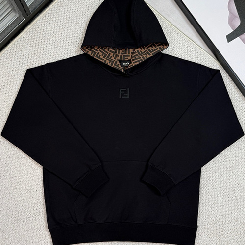 [홍콩명품,FENDI] 펜디 25SS 로고 자수 후드 티셔츠 (블랙), BM22684, 레플리카의류,미러급사이트