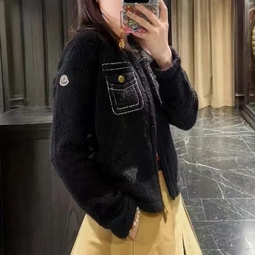 [홍콩명품.MONCLER] 몽클레어 25SS 로고 여성 구스다운 라운드넥 트위드 자켓 (블랙), BM22690, TBG, 레플리카의류,미러급사이트