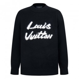 [가격문의][홍콩명품.LOUIS VUITTON] 루이비통 25SS 로고 캐시미어 니트 스웨터 (블랙), BM22762, S1F, 레플리카의류,미러급사이트