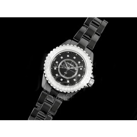 [홍콩명품.CHANEL] 샤넬 J13 33mm 다이아몬드 베젤 블랙 세라믹 블랙 다이얼 쿼츠/밧데리 여자시계 여성용