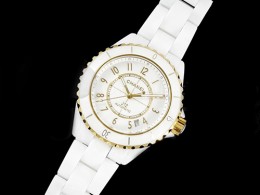 [홍콩명품.CHANEL] 샤넬 J13 38mm 화이트 세라믹 옐로우골드 베젤 화이트 다이얼