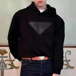 [홍콩명품,PRADA] 프라다 25SS 삼각로고 후드 티셔츠 (블랙), BM22772, X2, 레플리카의류,미러급사이트