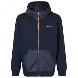 [홍콩명품,MIU MIU] 미우미우 25SS 로고 자수 후드 집업 자켓 (네이비), BM22775, JL, 레플리카의류,미러급사이트