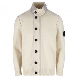 [홍콩명품.Stone Island] 스톤아일랜드 25SS 로고 탈부착 하이넥 니트 가디건 자켓 (아이보리), BM22784, JL, 레플리카의류,미러급사이트
