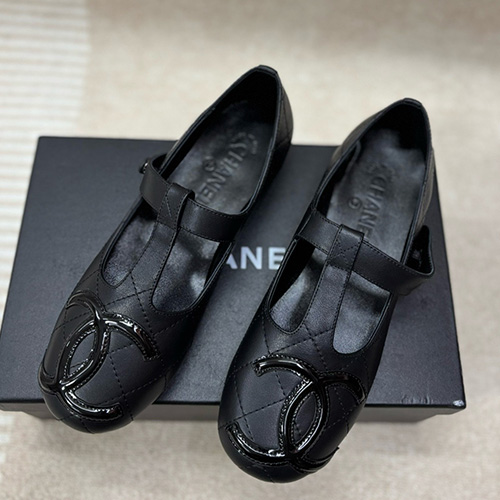 [홍콩명품.CHANEL] 샤넬 25SS 로고 여성 레더 가죽 발레리나 플랫 슈즈 단화 샌들 (블랙), SE5699, H3, 명품스니커즈,운동화,구두,로퍼,하이탑,신발