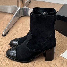 [홍콩명품.CHANEL] 샤넬 25SS 로고 여성 레더 가죽 굽 구두 부츠 (블랙), SE5738, GHS, 명품스니커즈,운동화,구두,로퍼,하이탑,신발