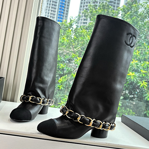 [홍콩명품.CHANEL] 샤넬 25SS 로고 여성 레더 가죽 5.5cm 굽 구두 부츠 (블랙), SE5743, GHS, 명품스니커즈,운동화,구두,로퍼,하이탑,신발