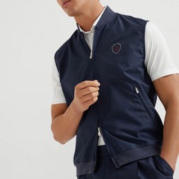 [홍콩명품.Brunello Cucinelli ] 브루넬로 쿠치넬리 25SS 로고 자수 조끼 베스트 (네이비), BM22909, G5, 레플리카의류,미러급사이트