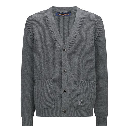 [홍콩명품.LOUIS VUITTON] 루이비통 25SS 로고 캐시미어 V넥 니트 가디건 (그레이), BM22912, G5, 레플리카의류,미러급사이트