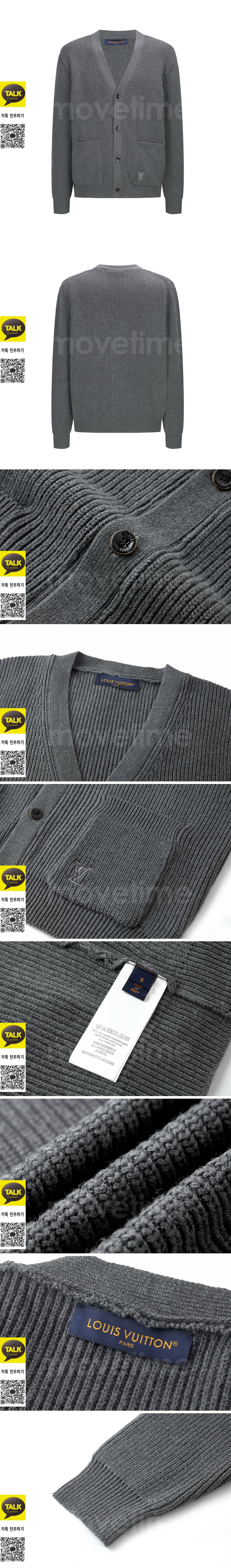 [홍콩명품.LOUIS VUITTON] 루이비통 25SS 로고 캐시미어 V넥 니트 가디건 (그레이), BM22912, G5, 레플리카의류,미러급사이트