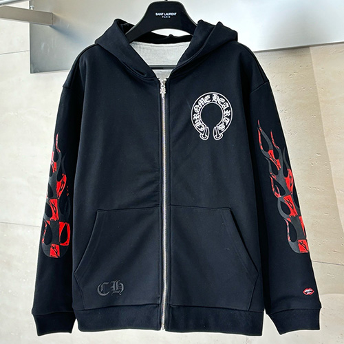 [홍콩명품.Chrome Hearts] 크롬하츠 25SS 로고 프린트 후드 집업 자켓 (블랙), BM22931, KB, 레플리카의류,미러급사이트