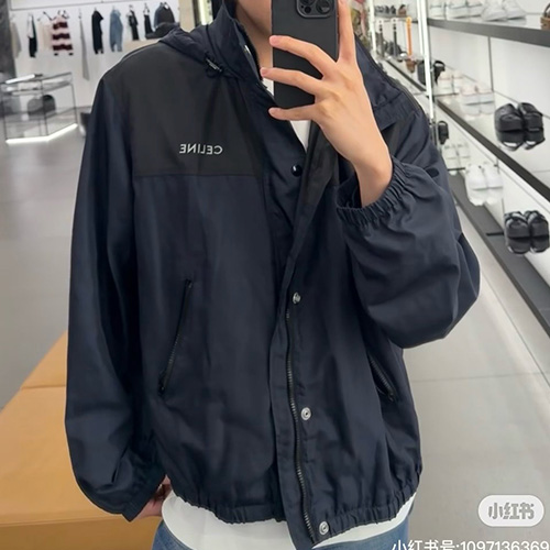 [홍콩명품.CELINE] 셀린느 25SS 로고 자수 후드 바람막이 자켓 (네이비), BM22942, KB, 레플리카의류,미러급사이트