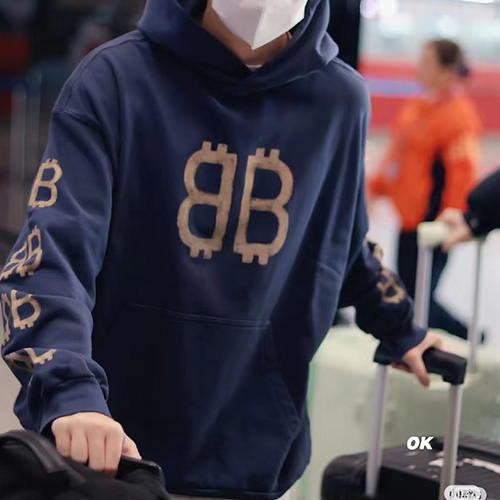 [홍콩명품.BALENCIAGA] 발렌시아가 25SS 로고 프린트 빈티지 후드 티셔츠 (블루), BM22970, KB, 레플리카의류,미러급사이트