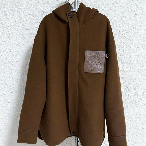 [홍콩명품.LOEWE] 로에베 25SS 로고 여성 후드 코트 자켓 (브라운), BM23046, X2, 레플리카의류,미러급사이트