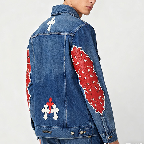 [홍콩명품.Chrome Hearts] 크롬하츠 25SS 로고 크로스 장식 데님 자켓, BM23122, JL, 레플리카의류,미러급사이트