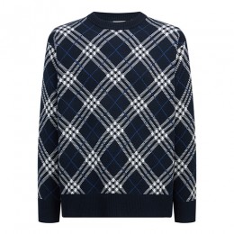 [홍콩명품.Burberry] 버버리 25SS 로고 체크패턴 니트 스웨터 (네이비), BM23155, JL, 레플리카의류,미러급사이트