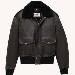 [홍콩명품.YSL] 입생로랑 25SS 로고 여성 시어링 레더 가죽 봄버 자켓 (블랙), BM23249, PG, 레플리카의류,미러급사이트