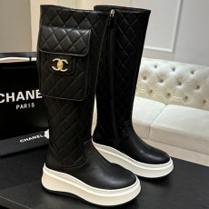 [홍콩명품.CHANEL] 샤넬 25SS 로고 여성 레더 가죽 퀄팅 롱 부츠 (블랙), SE5829, GHS, 명품스니커즈,운동화,구두,로퍼,하이탑,신발