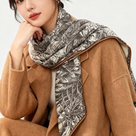 [홍콩명품.Hermes] 에르메스 25SS 로고 패턴 140-140 실크 캐시미어 스카프 머플러 (그레이), ET3201, 홍콩명품의류,구매대행,온라인명품