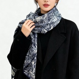 [홍콩명품.Hermes] 에르메스 25SS 로고 패턴 140-140 실크 캐시미어 스카프 머플러 (네이비), ET3202, 홍콩명품의류,구매대행,온라인명품