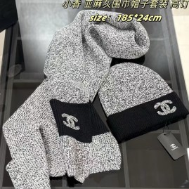 [홍콩명품.CHANEL] 샤넬 25SS 로고 캐시미어 비니 모자 + 스카프 머플러 세트 (그레이), CA0398, 명품레플리카 모자 캡 남자여자