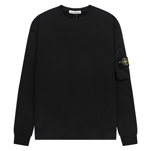 [홍콩명품.Stone Island] 스톤아일랜드 25SS 로고 탈부착 맨투맨 티셔츠 + 조거 팬츠 바지 상하의 세트 (블랙), BM23487, ST1, 레플리카의류,미러급사이트