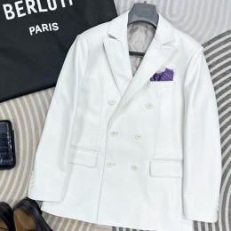 [홍콩명품.BERLUTI] 벨루티 25SS 로고 레더 가죽 정장 자켓 (화이트), BM23539, KSM, 레플리카의류,미러급사이트