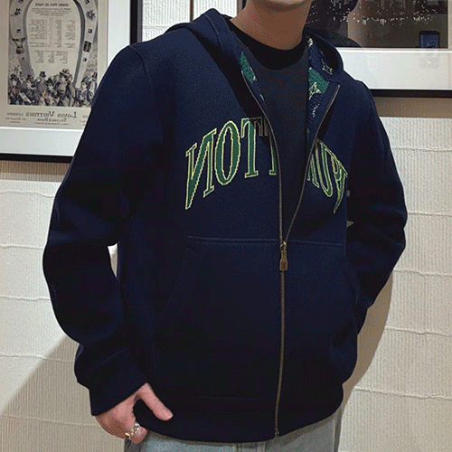 [홍콩명품.LOUIS VUITTON] 루이비통 25SS 로고 리버서블 후드 집업 자켓 + 조거 팬츠 바지 상하의 세트 (네이비), BM23554, KB, 레플리카의류,미러급사이트