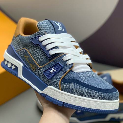 [홍콩명품.LOUIS VUITTON] 루이비통 25SS 로고 다미에 트레이너 스니커즈 운동화 (데님), SE5847, PMD, 명품스니커즈,운동화,구두,로퍼,하이탑,신발