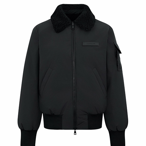 [홍콩명품.MONCLER] 몽클레어 25SS 로고 시어링 리버서블 다운 패딩 봄버 자켓 (블랙), BM23612, JL, 레플리카의류,미러급사이트