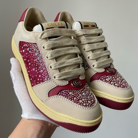 [홍콩명품.Gucci] 구찌 25SS 로고 여성 스크리너 스니커즈 운동화 (베이지-퍼플), SE5868, JL, 명품스니커즈,운동화,구두,로퍼,하이탑,신발