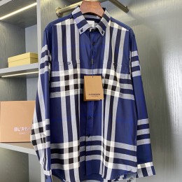 [홍콩명품.Burberry] 버버리 25SS 로고 체크패턴 울 남방 셔츠 (블루), BM23626, HH, 레플리카의류,미러급사이트