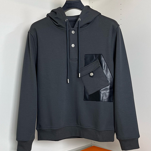 [홍콩명품.Hermes] 에르메스 25SS 로고 하프버튼 포켓 장식 후드 티셔츠 (3컬러), BM23649, HH, 레플리카의류,미러급사이트