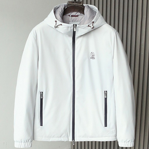 [홍콩명품.Brunello Cucinelli ] 브루넬로 쿠치넬리 25SS 로고 자수 다운 패딩 후드 파카 자켓 (화이트), BM23775, HH, 레플리카의류,미러급사이트