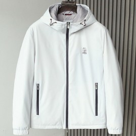 [홍콩명품.Brunello Cucinelli ] 브루넬로 쿠치넬리 25SS 로고 자수 다운 패딩 후드 파카 자켓 (화이트), BM23775, HH, 레플리카의류,미러급사이트