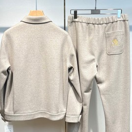 [홍콩명품.Loro Piana] 로로피아나 25SS 로고 자수 캐시미어 카라 집업 자켓 + 조거 팬츠 바지 상하의 세트 (2컬러), BM23781, HH, 레플리카의류,미러급사이트