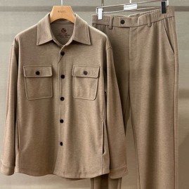 [홍콩명품.Loro Piana] 로로피아나 25SS 로고 캐시미어 카라 버튼 자켓 + 조거 팬츠 바지 상하의 세트 (4컬러), BM23784, HH, 레플리카의류,미러급사이트