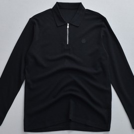 [홍콩명품.Hermes] 에르메스 25SS 로고 자수 하프지퍼 카라 폴로 긴팔 티셔츠 (4컬러), BM23790, HH, 레플리카의류,미러급사이트