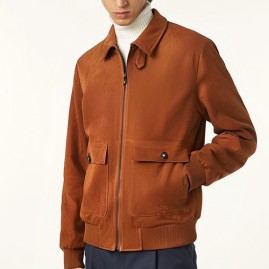 [홍콩명품.Loro Piana] 로로피아나 25SS 로고 레더 가죽 다운 패딩 카라 봄버 자켓 (2컬러), BM23793, HH, 레플리카의류,미러급사이트