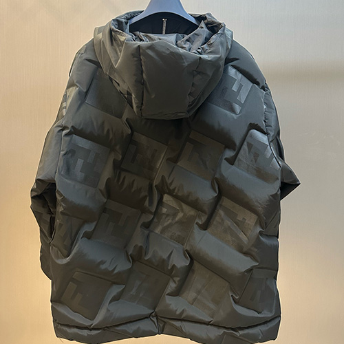 [홍콩명품,FENDI] 펜디 25SS 로고 FF패턴 후드 다운 패딩 자켓 (블랙), BM23802, KK, 레플리카의류,미러급사이트